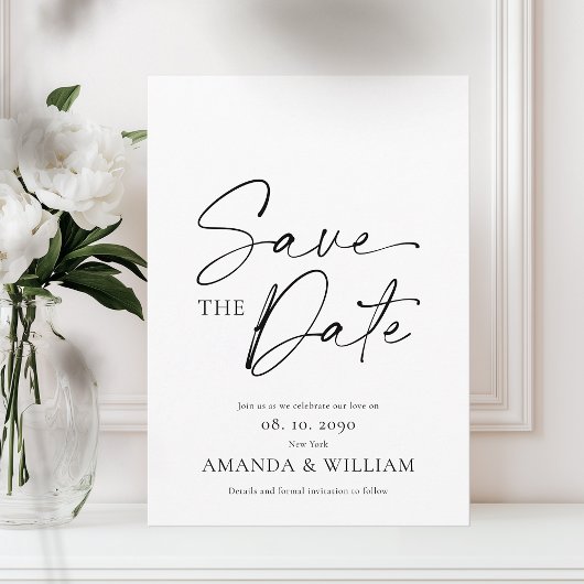 Minimalistische zwart-wit Save the Date Kaart