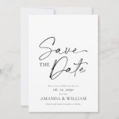 Minimalistische zwart-wit Save the Date Kaart (Voorkant)