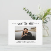 Minimalistische Zwart-Wit Save The Date Trouwkaart Bedankkaart (Staand voorkant)