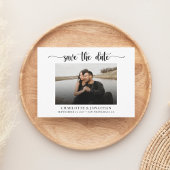 Minimalistische Zwart-Wit Save The Date Trouwkaart Bedankkaart