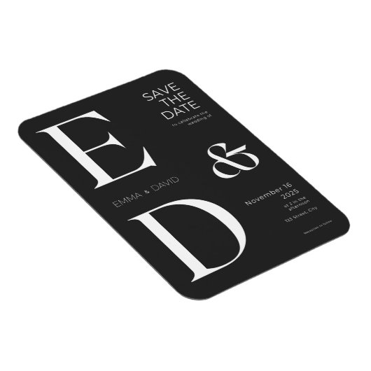 Minimalistische zwart-wit Save the Dates Magneet (Rechterzijde)