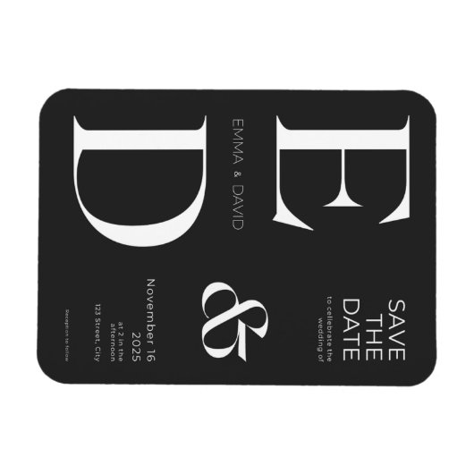 Minimalistische zwart-wit Save the Dates Magneet (Horizontaal)