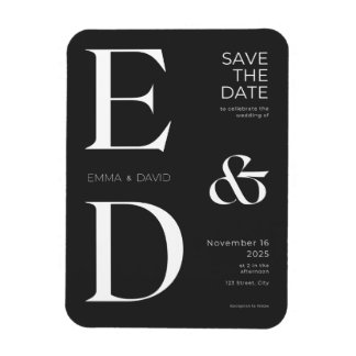 Minimalistische zwart-wit Save the Dates Magneet