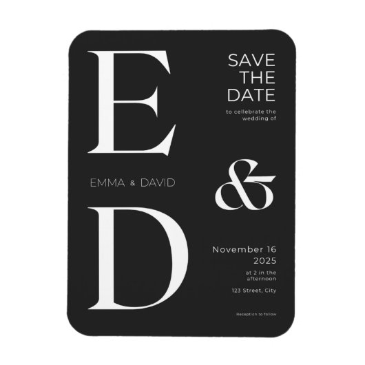 Minimalistische zwart-wit Save the Dates Magneet (Verticaal)