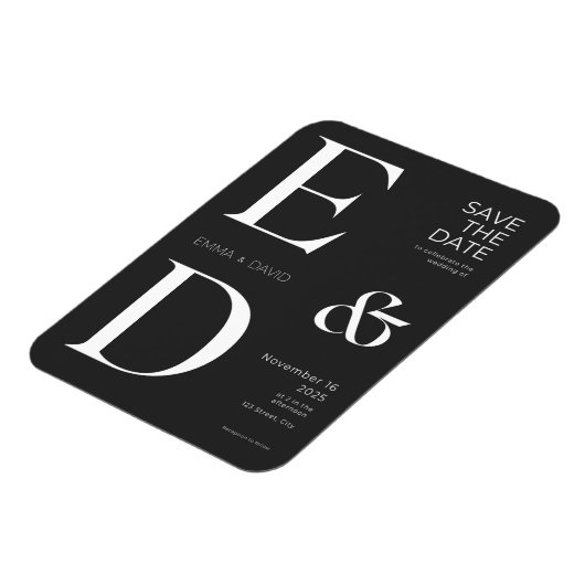 Minimalistische zwart-wit Save the Dates Magneet (Linkerzijde)