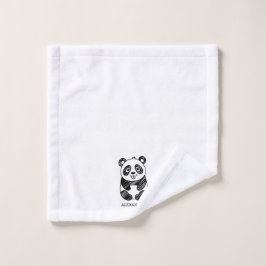 Minimalistische zwart-wit Schattigee panda tekenin Bad Handdoek