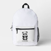 Minimalistische zwart-wit Schattigee panda tekenin Bedrukte Rugzak (Voorkant)
