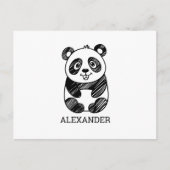 Minimalistische zwart-wit Schattigee panda tekenin Briefkaart (Voorkant)