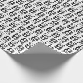 Minimalistische zwart-wit Schattigee panda tekenin Cadeaupapier (Hoek)
