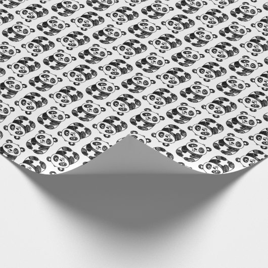 Minimalistische zwart-wit Schattigee panda tekenin Cadeaupapier (Hoek)
