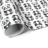 Minimalistische zwart-wit Schattigee panda tekenin Cadeaupapier (Rol Hoek)
