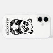 Minimalistische zwart-wit Schattigee panda tekenin Case-Mate iPhone Case (Achterkant (horizontaal))