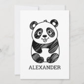 Minimalistische zwart-wit Schattigee panda tekenin Kaart (Voorkant)