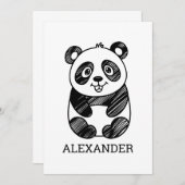 Minimalistische zwart-wit Schattigee panda tekenin Kaart (Voorkant / Achterkant)