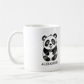 Minimalistische zwart-wit Schattigee panda tekenin Koffiemok (Links)