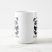 Minimalistische zwart-wit Schattigee panda tekenin Koffiemok (Center)