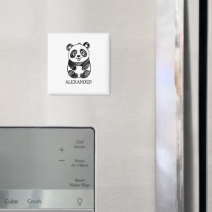 Minimalistische zwart-wit Schattigee panda tekenin Magneet