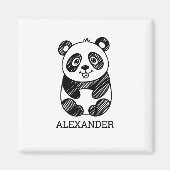 Minimalistische zwart-wit Schattigee panda tekenin Magneet (Voorkant)