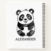Minimalistische zwart-wit Schattigee panda tekenin Notitieboek (Achterkant)