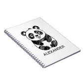 Minimalistische zwart-wit Schattigee panda tekenin Notitieboek (Rechterzijde)