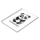 Minimalistische zwart-wit Schattigee panda tekenin Notitieboek (Linkerzijde)