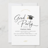 Minimalistische zwart-wit script Afstuderen foto Kaart (Achterkant)