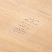Minimalistische zwart-wit script bruiloft acryl uitnodigingen (Laagn)