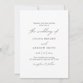 Minimalistische zwart-wit script bruiloft kaart (Voorkant)