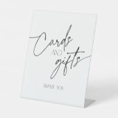 Minimalistische zwart-wit script Kaarten en gesche Reclamebord Met Voetstuk (Voorkant)