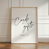 Minimalistische zwart-wit script Kaarten en gesche Reclamebord Met Voetstuk