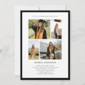 Minimalistische zwart-wit scriptie grad-feest foto aankondiging (Achterkant)
