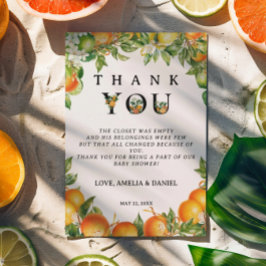 Minimalistische zwart wit Sinaasappel citrus Bedankkaart