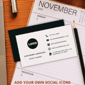 Minimalistische zwart-wit social media website Log Visitekaartje