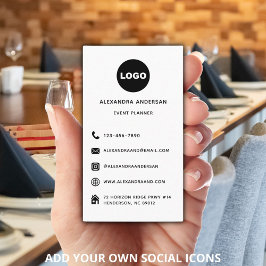 Minimalistische zwart-wit social media website Log Visitekaartje