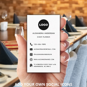 Minimalistische zwart-wit social media website Log Visitekaartje