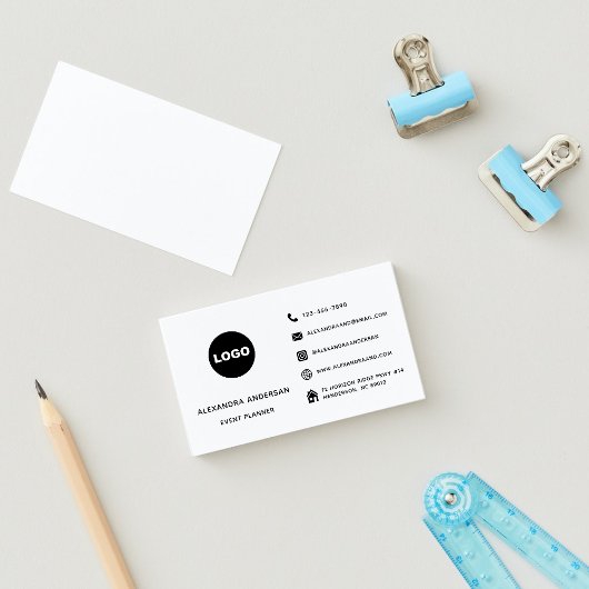 Minimalistische zwart-wit social media website Log Visitekaartje