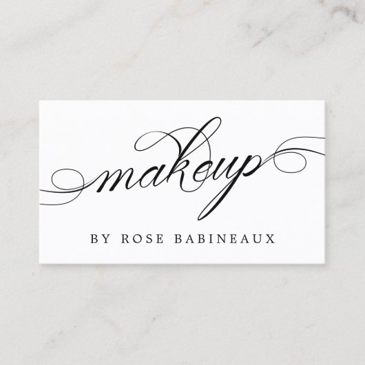 Minimalistische zwart-wit swirly make-up artiest visitekaartje (Voorkant)