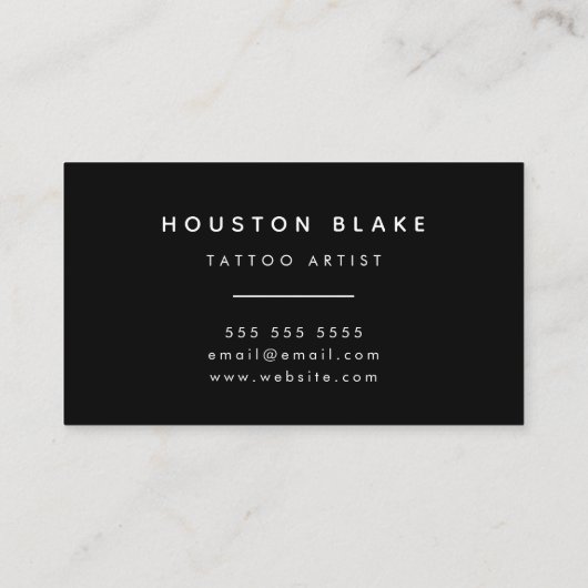  minimalistische zwart-wit Tattoo artiest Visitekaartje (Achterkant)