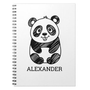 Minimalistische zwart-wit tekening van een knuffel notitieboek