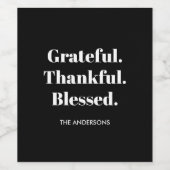 Minimalistische zwart-wit Thanksgiving Wijn Etiket (Enkel label)
