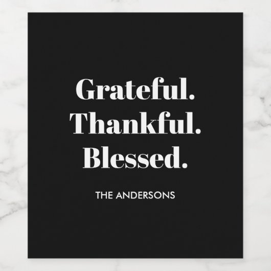 Minimalistische zwart-wit Thanksgiving Wijn Etiket (Enkel label)