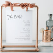 Minimalistische zwart-wit The Bar Cocktail Drink Reclamebord Met Voetstuk