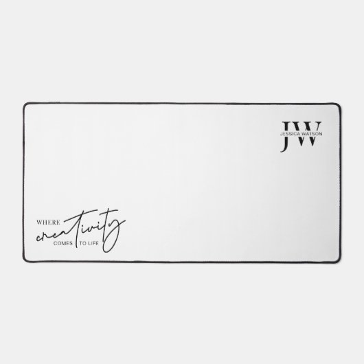 Minimalistische zwart-wit trendy monogram Initiale Bureaumat (Voorkant)