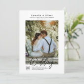 MINIMALISTISCHE Zwart & Wit Trouw FOTO QR CODE Kaart (Staand voorkant)