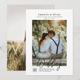 MINIMALISTISCHE Zwart & Wit Trouw FOTO QR CODE Kaart