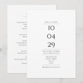 Minimalistische zwart-wit trouwdatum alles in één kaart (Voorkant / Achterkant)