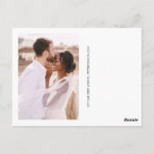 Minimalistische zwart-wit trouwfoto dank u briefkaart (Achterkant)