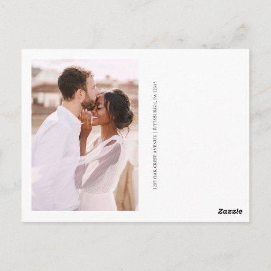 Minimalistische zwart-wit trouwfoto dank u briefkaart (Achterkant)