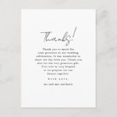 Minimalistische zwart-wit trouwfoto dank u briefkaart (Voorkant)