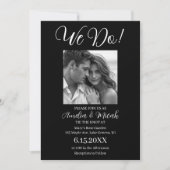 Minimalistische zwart-wit trouwfoto kaart (Voorkant)